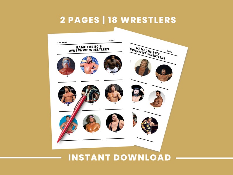 Printable 80's Wrestlers Quiz Questions 80's Quiz Etsy