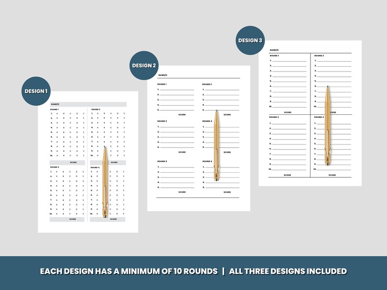 Quiz Answer Sheets, Printable Quiz Sheets, Digital Download Template - Etsy