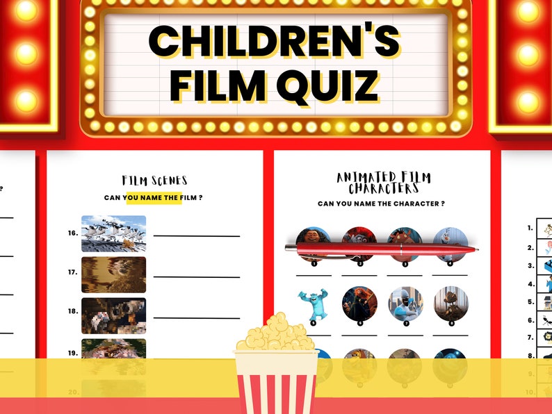 Children's Film Quiz, Printable Quiz Questions, Picture Round Quiz ...