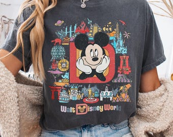 Camiseta vintage de Mickey Mouse, ideal para visitar los parques temáticos: Epcot, Magic Kingdom, Animal Kingdom y Hollywood Studios.