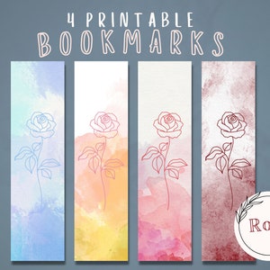 Printable Rose Bookmarks, Flowers, Floral Bookmark, Digital Bookmark ...