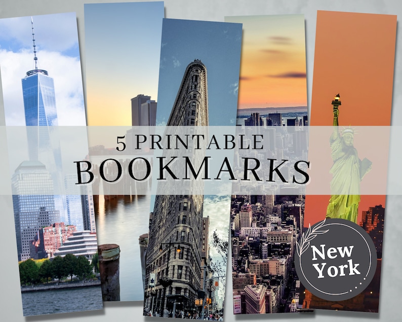 New York City Printable Bookmarks Skyline and Landmarks Vibrant NYC