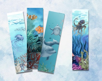 Printable Ocean Animal Bookmarks | Digital Bookmarks for download