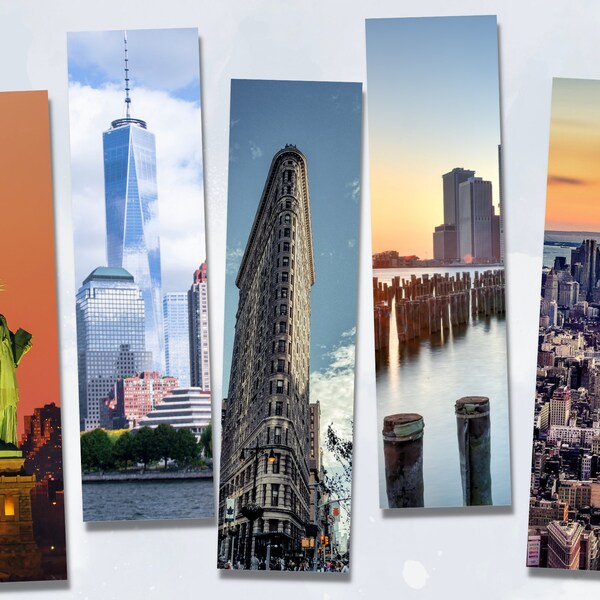 New York City Printable Bookmarks - Skyline and Landmarks | Vibrant NYC Bookmarks