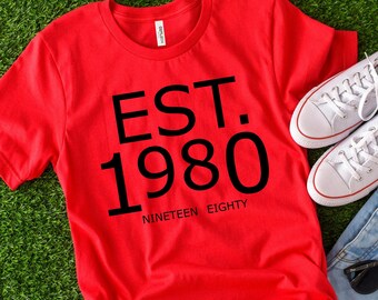Personalized 40th Birthday Shirt: Custom EST 1982 Cotton Blend Tee