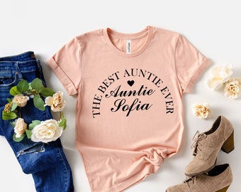 Personalized Aunt Shirt , Customized with names - gift for aunt tshirt, best auntie ever funny shirt, aunt birtday, I love my aunt