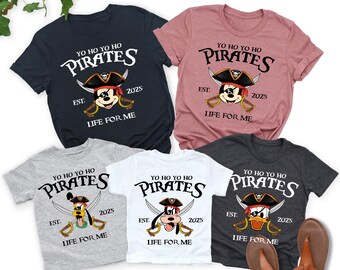Chemise pirates Disney personnages personnalisés, Yo Ho Yo Ho, une vie de pirate pour moi Mickey et ses amis, chemise croisière Disney, chemises famille pirates