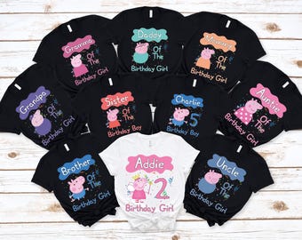 Custom Pig Birthday Shirt, Personalized Pig Family T-shirt