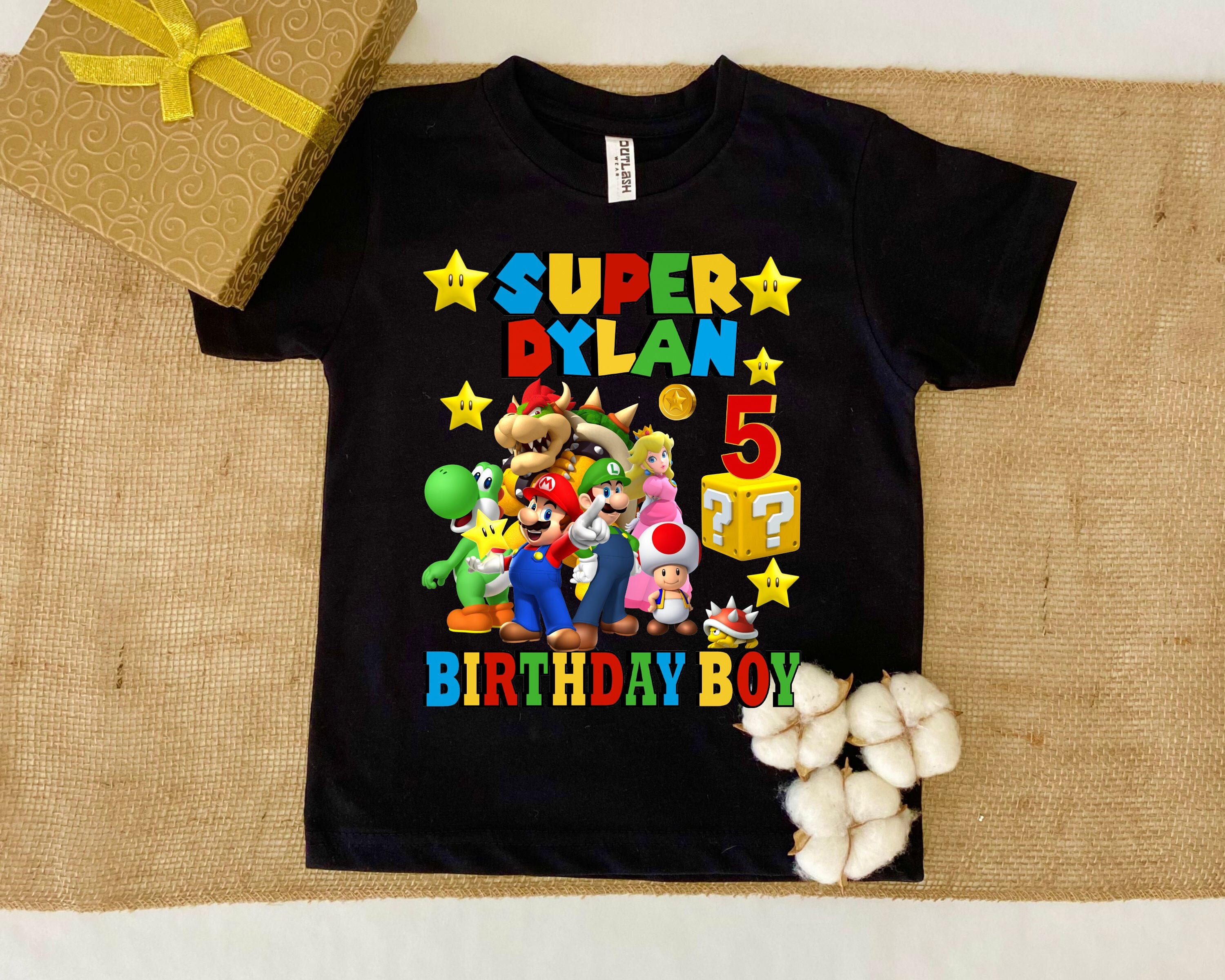 Super Mario Bros. Bowser Custom Birthday Iron on Transfer