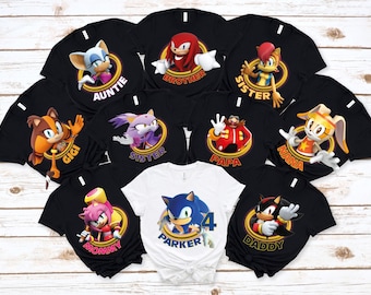 Personalized Sonic Birthday Shirt, Sonic  T-shirt, Sonic The Hedgehog Birthday Shirt,  Sonic Birthday Family Matching Shirts