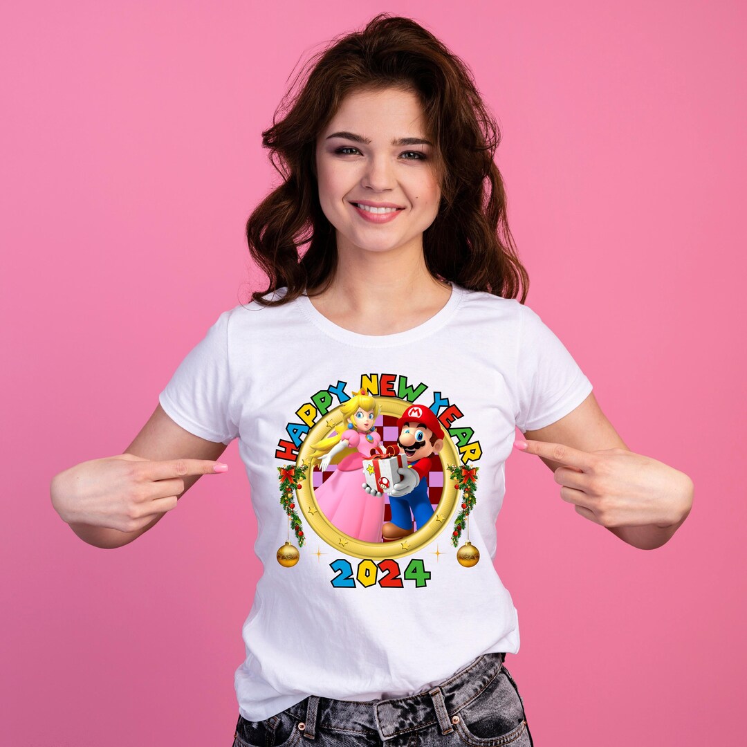 Custom Mario 2024 Happy New Year Shirt 2024 Christmas Mario Etsy