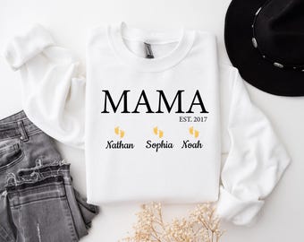 Custom Mom Shirt with Kid Name: Personalized Mama Gift