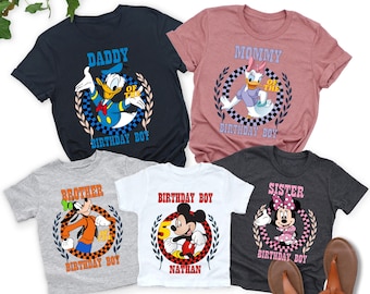 Custom Birthday Family Disney Characters Shirt, Personalized Disney Birthday Shirt, Walt Disney World, Mickey and Friends Birthday Shirt