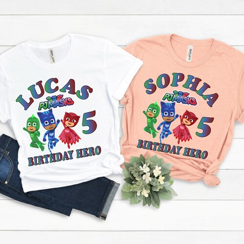 Custom Pj Mask Birthday Shirt Pj Masks Personalized Tshirt Etsy