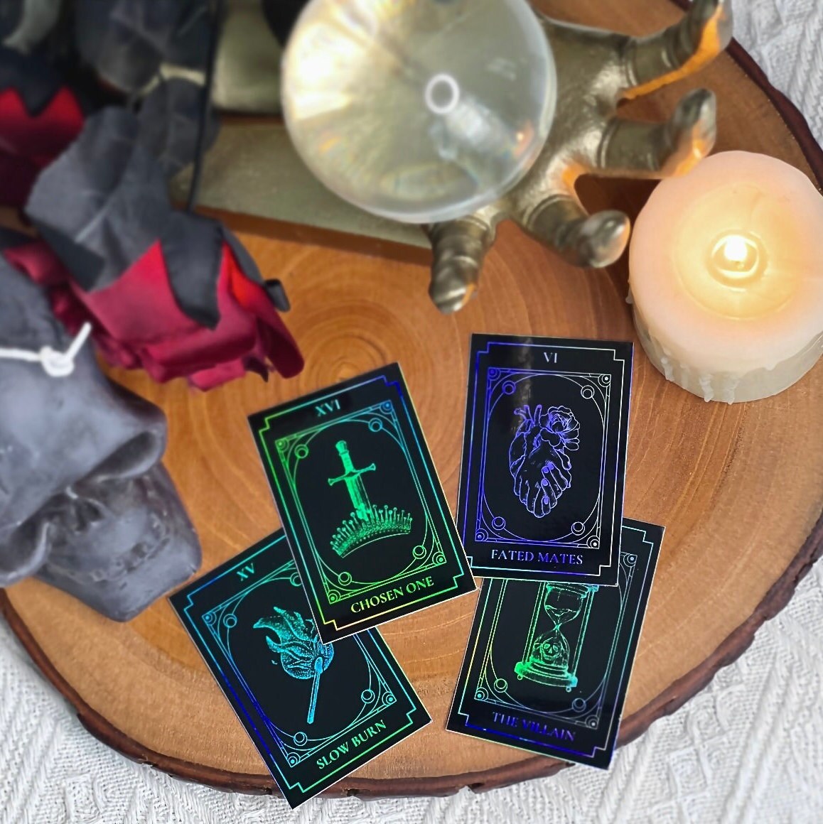 Holographic Fated Mates Book Trope Tarot Card Vinyl Sticker/ Bookish