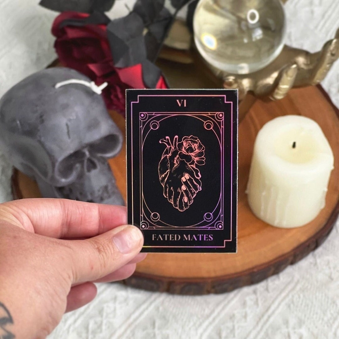 Holographic Fated Mates Book Trope Tarot Card Vinyl Sticker/ Bookish