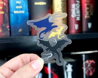 Fourth Wing Dragons Clear Vinyl Sticker/ Fourth Wing Sticker/ Dragon Sticker/ Bookish Sticker/ Kindle Sticker