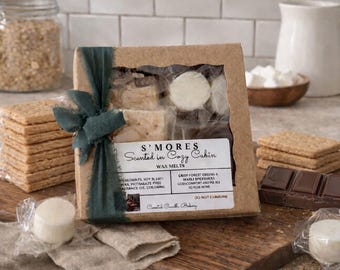 Cozy Cabin Scented S'mores Wax Melt: Food-Like Scented Melts, Home Candle Bakery, Soy, Original Gift, Phthalate Free, Eco Friendly