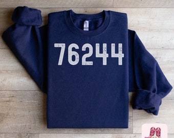 Zip Code Sweatshirt | Personalized Zip Code Sweatshirt | Hometown Sweatshirt | Custom City Sweatshirt | Fort Worth | Keller | Navy | Blue