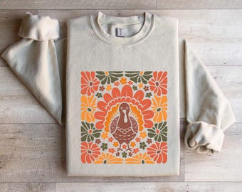 Floral Turkey Sweatshirt | Thanksgiving Sweatshirt | Floral Thanksgiving