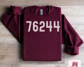 Zip Code Sweatshirt | Personalized Zip Code Sweatshirt | Hometown Sweatshirt | Custom City Sweatshirt | Maroon | College Station
