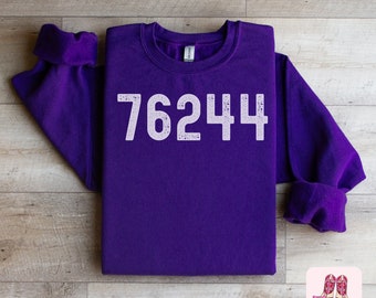 Zip Code Sweatshirt | Personalized Zip Code Sweatshirt | Hometown Sweatshirt | Custom City Sweatshirt | Purple | Frogs | Fort Worth