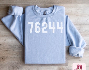 Zip Code Sweatshirt | Personalized Zip Code Sweatshirt | Hometown Sweatshirt | Custom City Sweatshirt | Light Blue