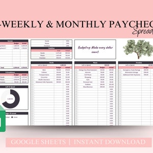 Paycheck Budget Spreadsheet Template For Google Sheets, Budget by Paycheck, Monthly Budget Template, Biweekly and Weekly Budget Planner