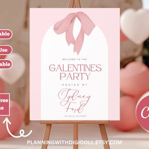 Bearbeitbares Willkommensschild von Galentine Valentinstag Party Galentinstag Party Poster Galentines Brunch Galentines druckbare Dekoration