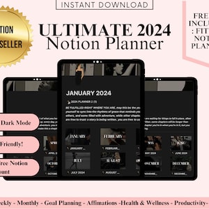 2024 Notion Life Planner Template, All In One Notion Dashboard, That Girl Aesthetic Notion Template, Minimal Personal Planner, ADHD Notion