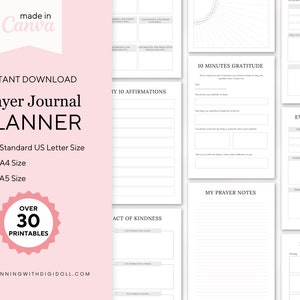 Prayer Journal Printable | Bible Study Guide | Gratitude Journal | Digital Bible Study Journal | Reflection Notes PDF | Daily Prayer Planner