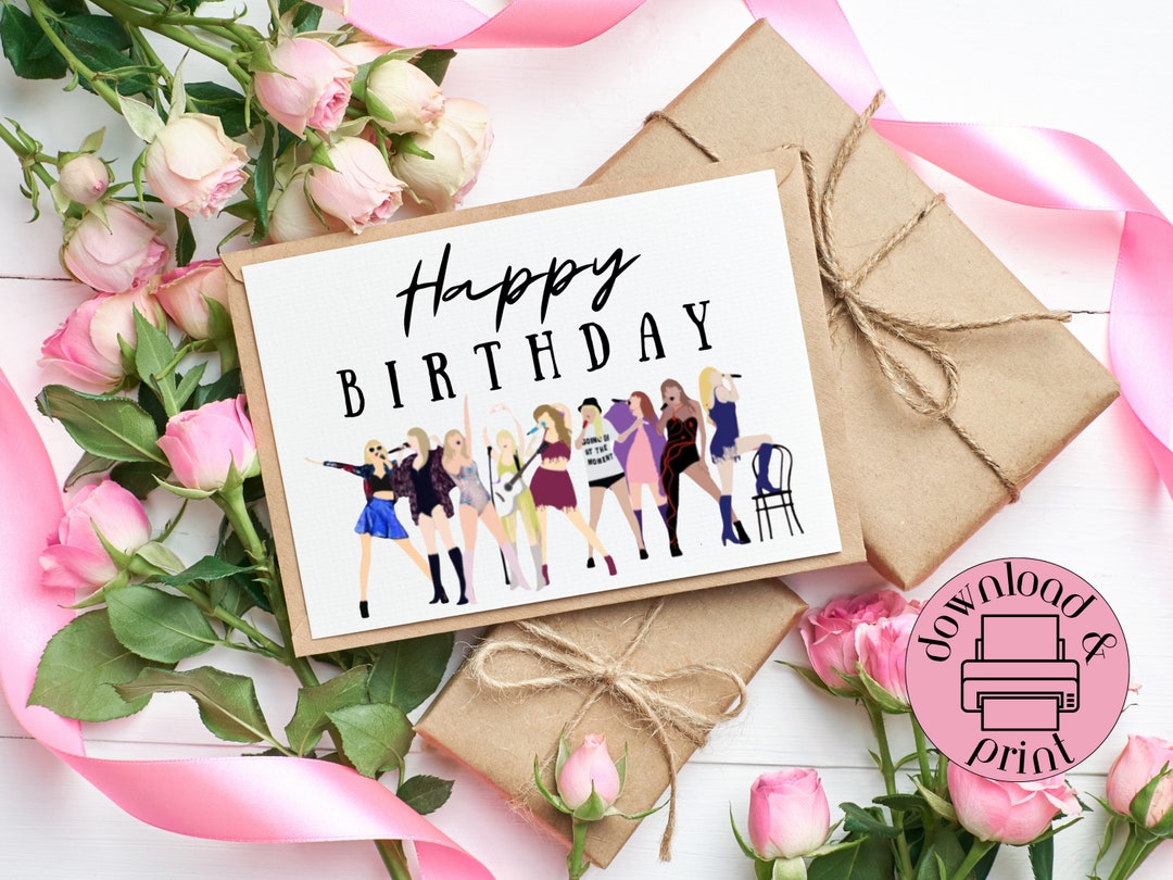 T Swift Printable Birthday Card, Swiftie Birthday Card, T Swift Bday