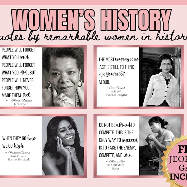 Womens History Month Posters, Bulletin Board, Womens History Month Activities, Digital Posters For Womens History Month Inspirational Quotes