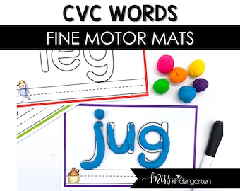 Printable Fine Motor CVC Words Playdough Mats Short Vowel Words
