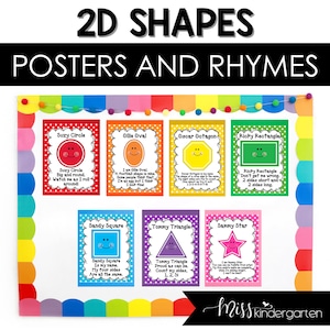 2D Formen Poster und Reime | Kindergarten Mathe Aktivitäten | Form Gedichte