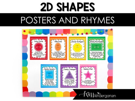2D Shapes Posters and Rhymes | Kindergarten Math Printable Activities | Shape Poems