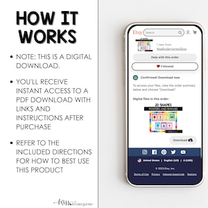 How It Works: Note this is a digital download, You will receive instant access to a PDF download with links and instructions after purchase, refer to the included directions for how to best use this product. Phone with the purchase screen shown.