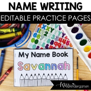 Name Writing Practice Activities for Kindergarten Editable Name Tracing Books
