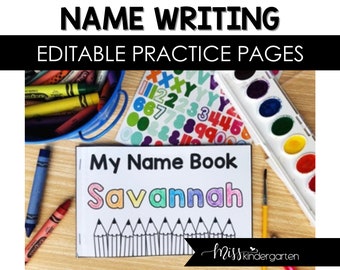 Name Writing Practice Activities for Kindergarten Editable Name Tracing Books