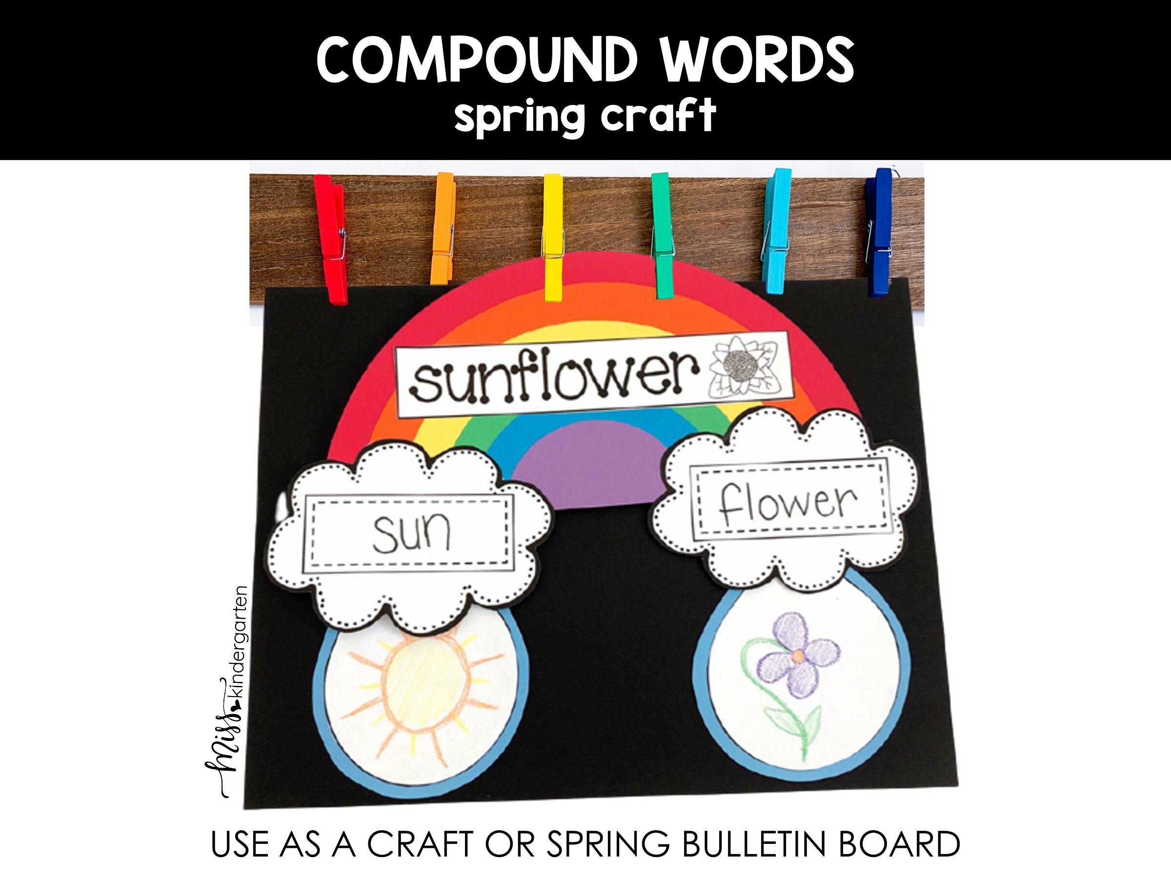 Printable Spring Craft Compound Words Rainbow | Writing Activity - Etsy