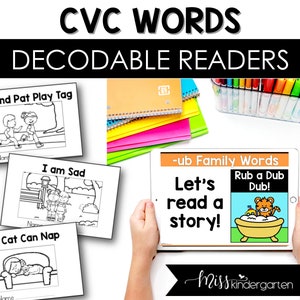 Decodable Books CVC Word Readers Kindergarten Printable Books