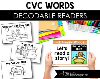 Decodable Books CVC Word Readers Kindergarten Printable Books