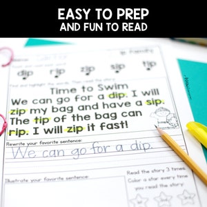 CVC Words Decodable Readers Kindergarten Word Family Fluency Reading ...