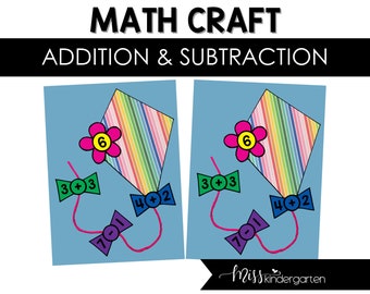 Printable Spring Kite Math Craft | Addition and Subtraction Activity