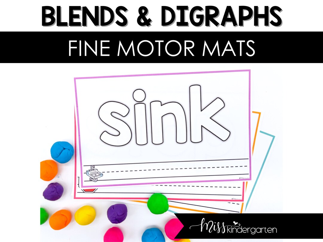 Printable Fine Motor Blends and Digraphs Playdough Mats Etsy