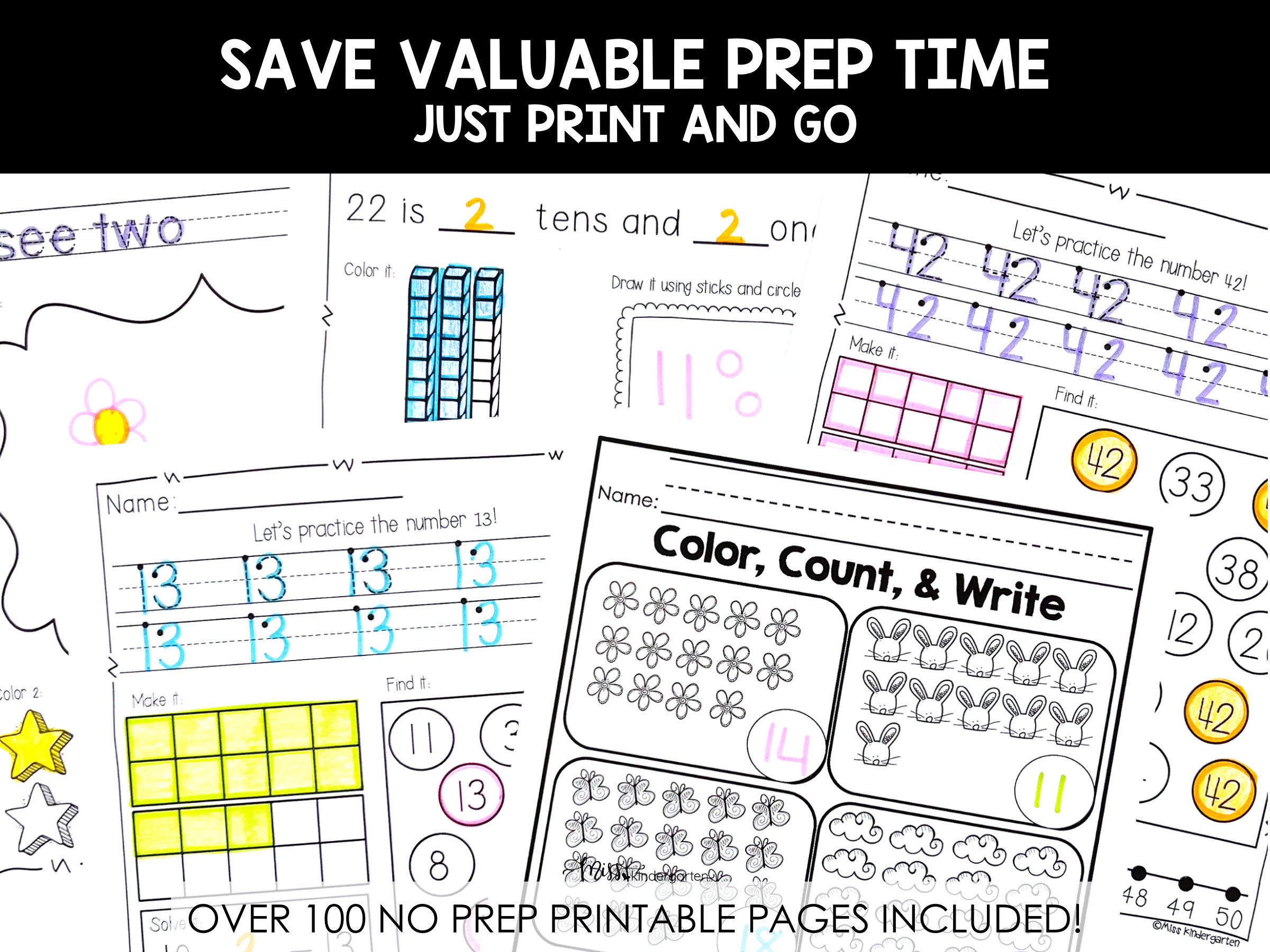Kindergarten Math Number Sense Printable Activities Writing Numbers 1 ...