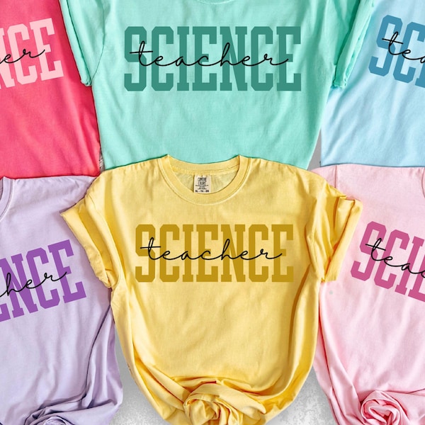 Camiseta de profesor de ciencias, química, STEM, biología, regalo para amantes de la ciencia, colores cómodos, enseñanza, regalos escolares