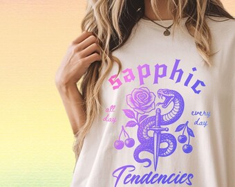 Sapphic tendencies shirt Sapphic wlw tshirt  sapphic shirts personal gifts for lesbian pride tshirts lesbian live laugh lesbian tees GGC177