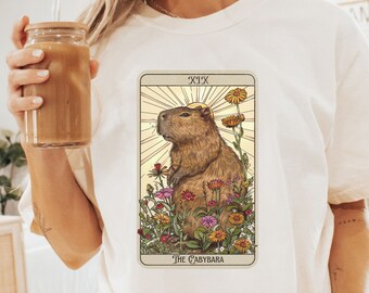 Capybara Tarot Card Shirt, Funny Capybara Shirt, Capybara Gifts, tarot card shirt, tarot shirt cottage core shirt cottagecore Comfort Colors