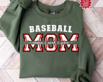 Custom Baseball Mom Sweatshirt Personalized Baseball Mom Crewneck Distressed Baseball Hoodie , Mother's day Baseball Mom Shirt Baseball Mama